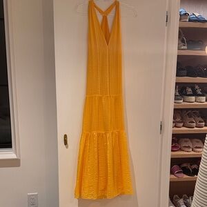 Yellow Halter Tiered Maxi Dress